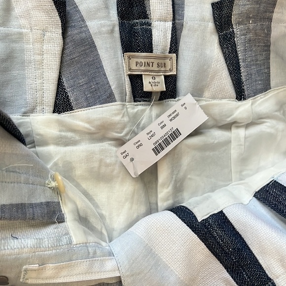 J. Crew Point Sur High Rise Striped Pant 100% linen 0 - Picture 2 of 11